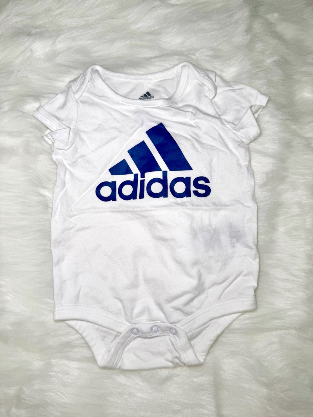 adidas White One-Piece with Blue Logo for Babies